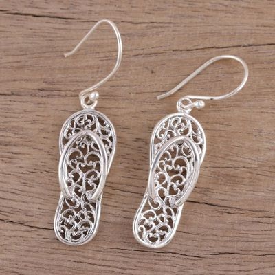 Alternate image for Sterling Silver Flip Flop Sandal Earrings from India Flip-Flop Time