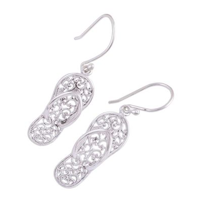 Alternate image for Sterling Silver Flip Flop Sandal Earrings from India Flip-Flop Time