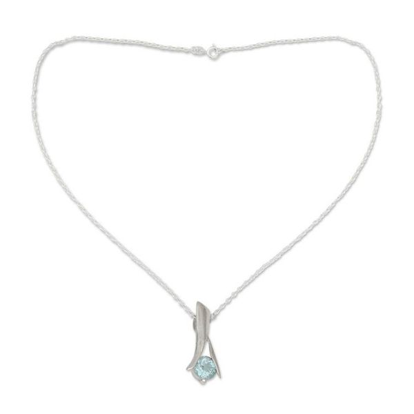 Alternate image for Indian Sterling Silver and Blue Topaz Necklace Silver Flare