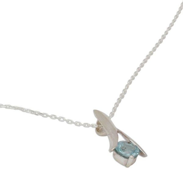 Alternate image for Indian Sterling Silver and Blue Topaz Necklace Silver Flare