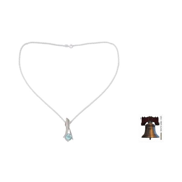 Alternate image for Indian Sterling Silver and Blue Topaz Necklace Silver Flare