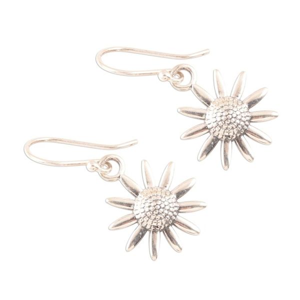 Alternate image for Sterling Silver Sunflower Dangle Earrings from India Sunflower Glitter