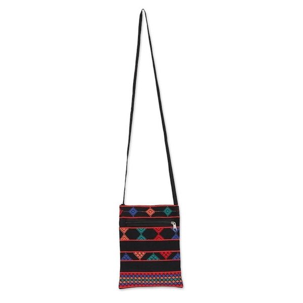 Alternate image for Geometric Cotton Sling in Black and Multicolor from India Geometric Pattu