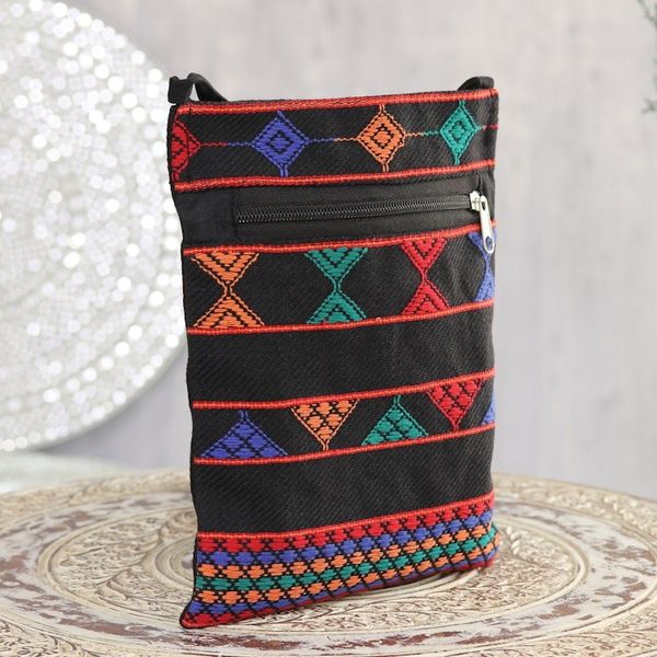 Alternate image for Geometric Cotton Sling in Black and Multicolor from India Geometric Pattu