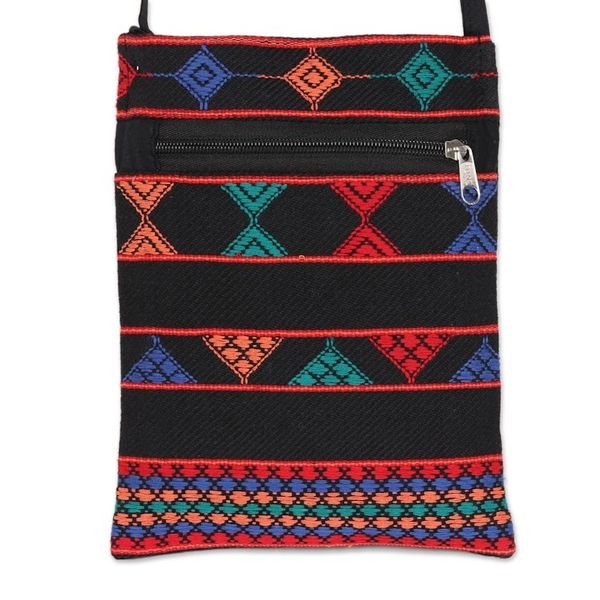 Alternate image for Geometric Cotton Sling in Black and Multicolor from India Geometric Pattu