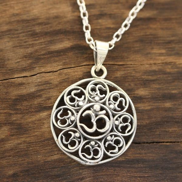 Alternate image for Om Motif Sterling Silver Pendant Necklace from India Eternal Peace