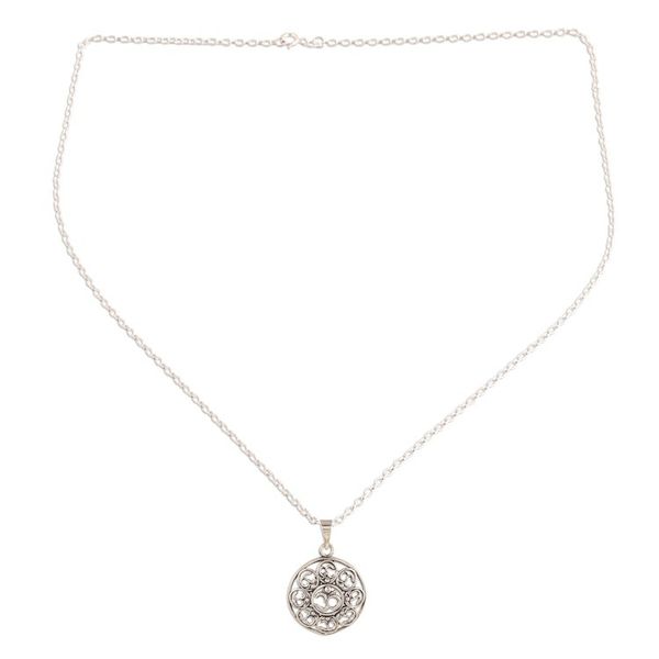 Alternate image for Om Motif Sterling Silver Pendant Necklace from India Eternal Peace