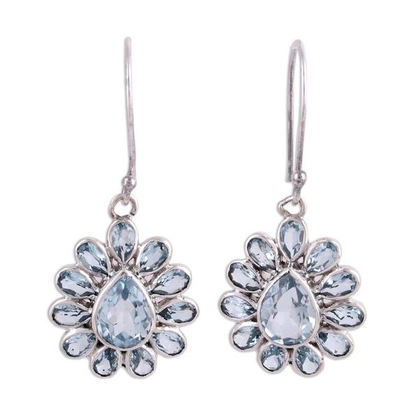 Alternate image for Faceted Blue Topaz Earrings from India Blue Glitz