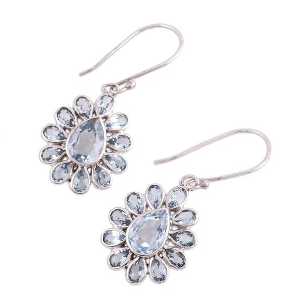 Alternate image for Faceted Blue Topaz Earrings from India Blue Glitz