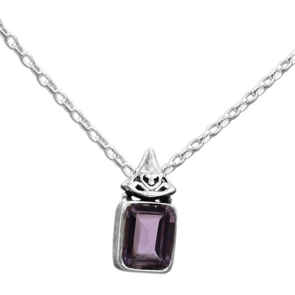 Alternate image for Hand Made Faceted Amethyst Pendant Necklace from India Indian Grace in Purple