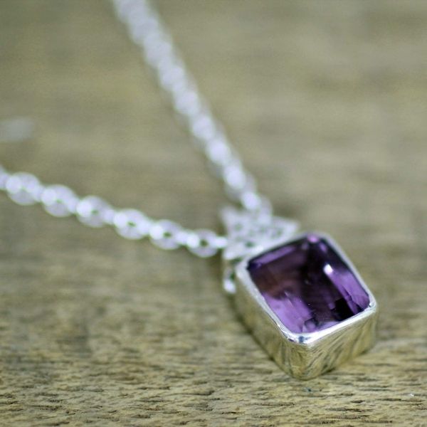 Alternate image for Hand Made Faceted Amethyst Pendant Necklace from India Indian Grace in Purple