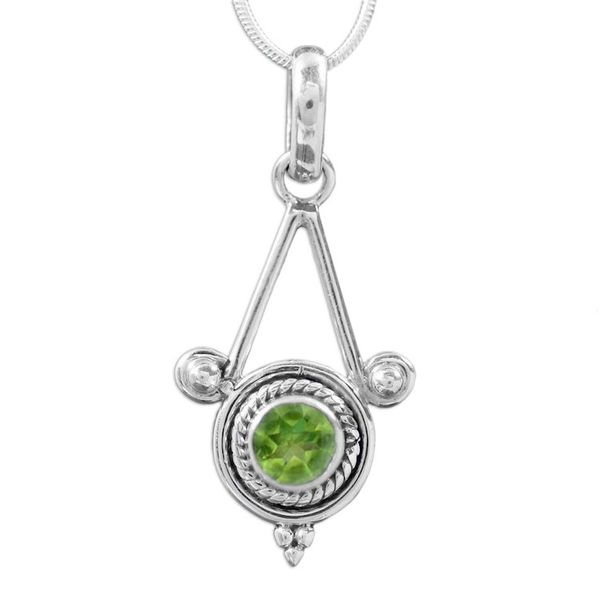 Alternate image for Sterling Silver and Peridot Necklace Modern Indian Jewelry Chennai Promise