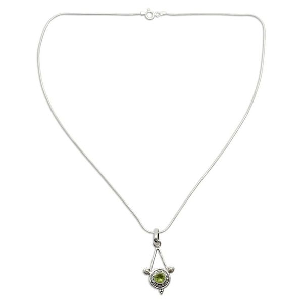 Alternate image for Sterling Silver and Peridot Necklace Modern Indian Jewelry Chennai Promise