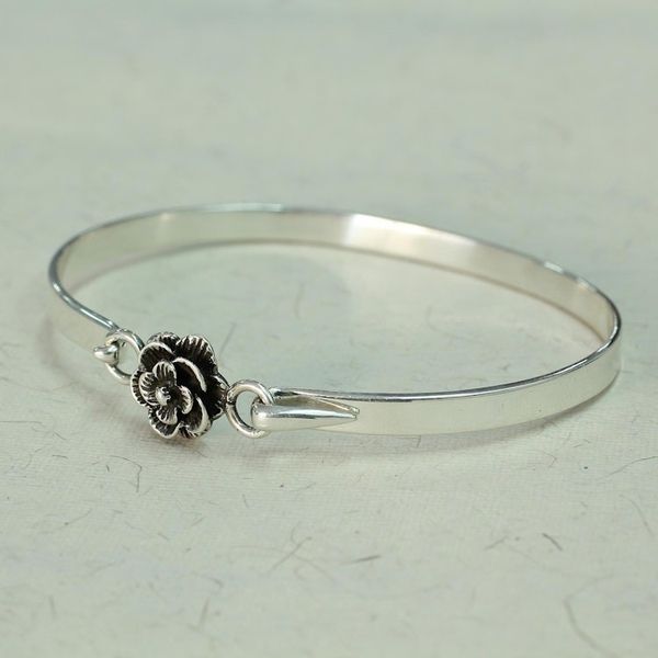 Alternate image for Hand Made Sterling Silver Rose Bracelet from India Rose Beauty
