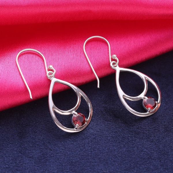 Alternate image for Garnet and Sterling Silver Double Teardrop Dangle Earrings Dawns Dew