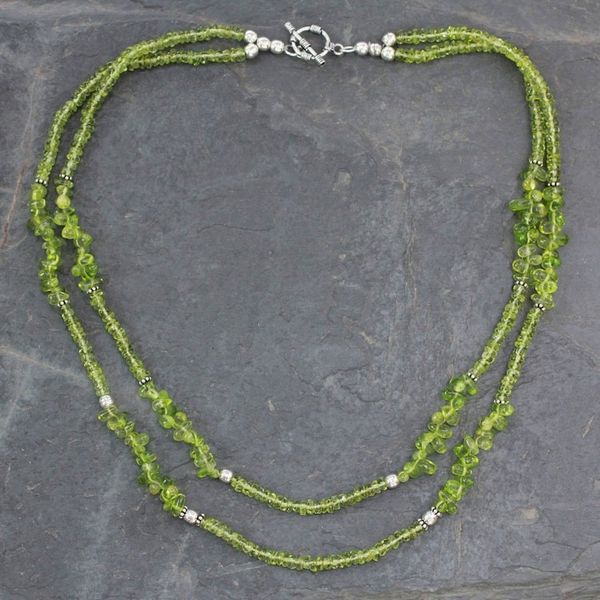 Alternate image for Handcrafted Natural Peridot Double Strand Necklace Natures Charm