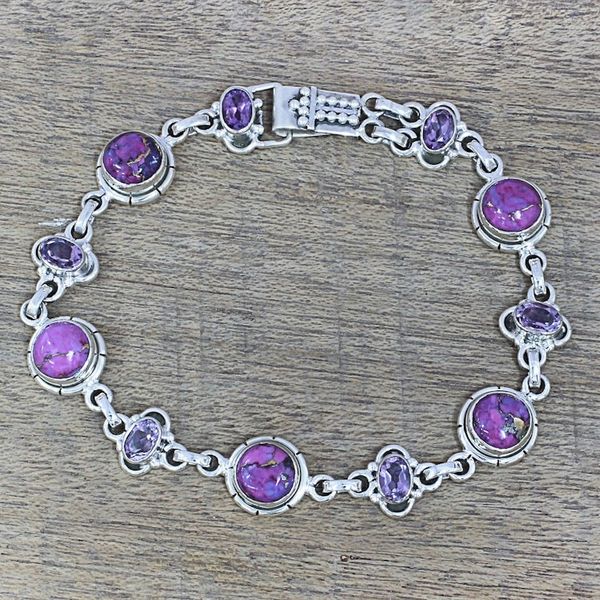 Alternate image for Amethyst and Purple Composite Turquoise Link Bracelet Purple Delight