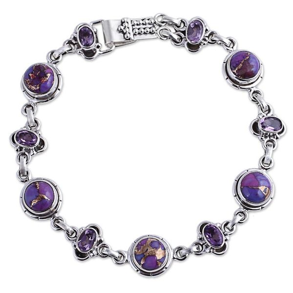 Alternate image for Amethyst and Purple Composite Turquoise Link Bracelet Purple Delight