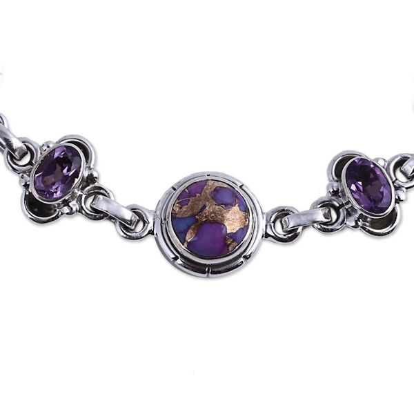 Alternate image for Amethyst and Purple Composite Turquoise Link Bracelet Purple Delight