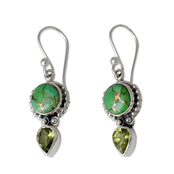 Alternate image for Peridot and Sterling Silver Dangle Earrings from India Spring Green