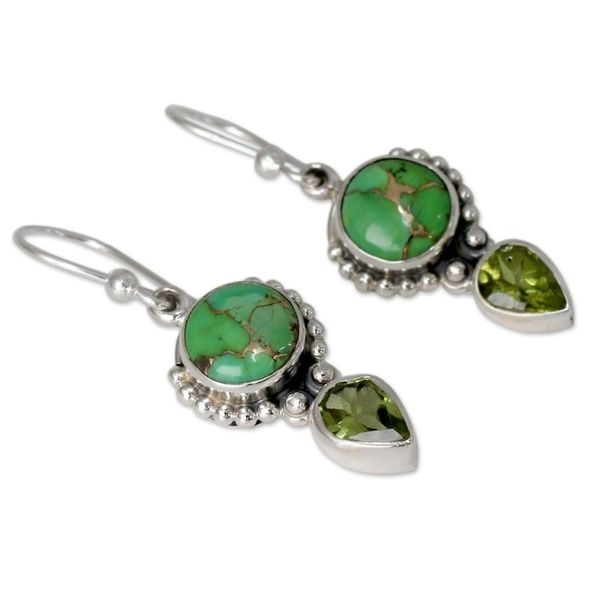 Alternate image for Peridot and Sterling Silver Dangle Earrings from India Spring Green