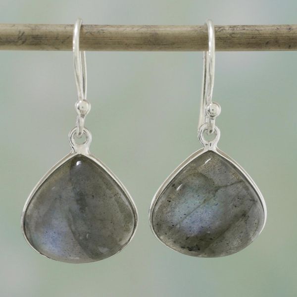 Alternate image for Labradorite and Sterling Silver Dangle Earrings from India Dancing Soul