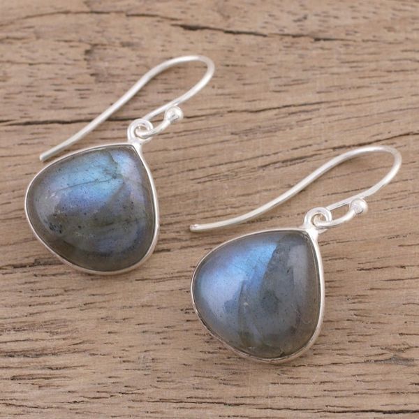 Alternate image for Labradorite and Sterling Silver Dangle Earrings from India Dancing Soul