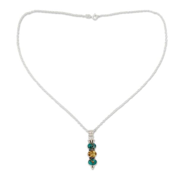 Alternate image for Citrine and Turquoise Necklace Golden Mystique
