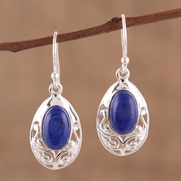 Alternate image for Lapis Lazuli and Sterling Silver Dangle Earrings Deepest Desire