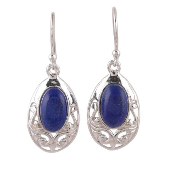 Alternate image for Lapis Lazuli and Sterling Silver Dangle Earrings Deepest Desire
