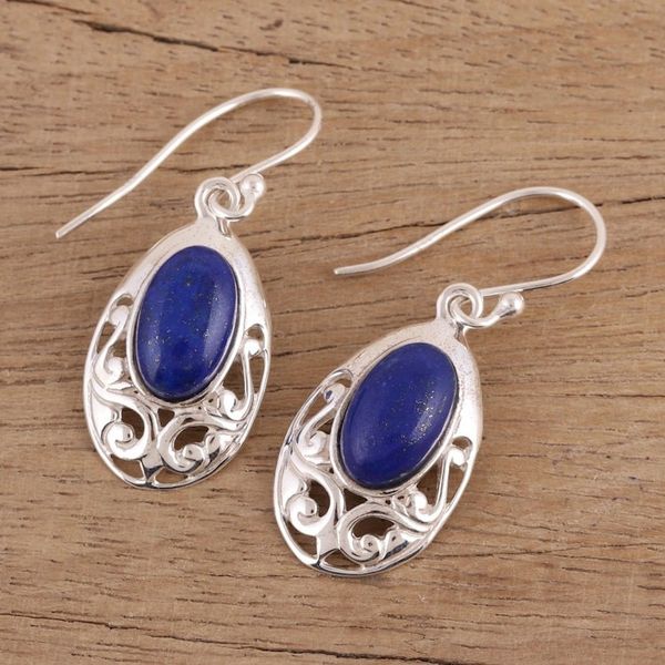 Alternate image for Lapis Lazuli and Sterling Silver Dangle Earrings Deepest Desire