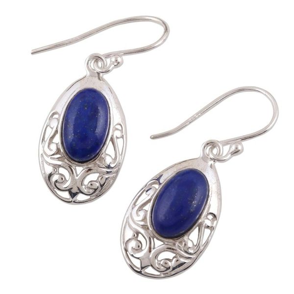 Alternate image for Lapis Lazuli and Sterling Silver Dangle Earrings Deepest Desire