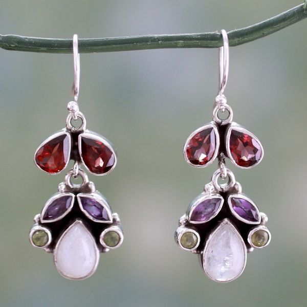 Alternate image for Sterling Silver and Multigem Earrings from India Rainbow