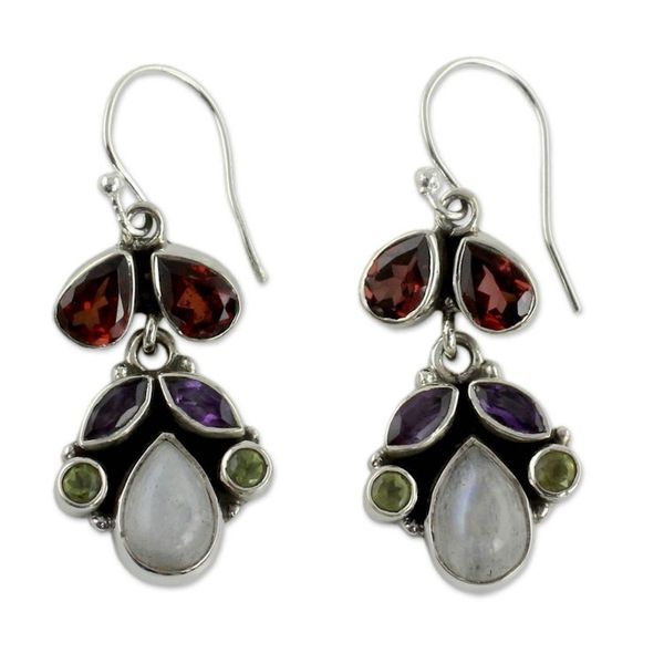 Alternate image for Sterling Silver and Multigem Earrings from India Rainbow