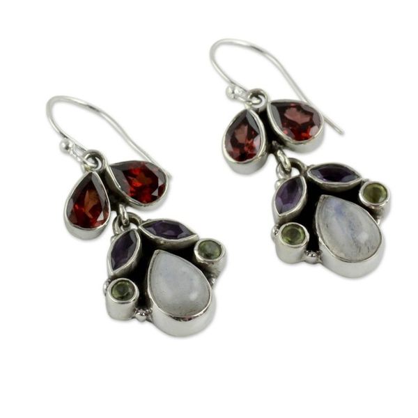 Alternate image for Sterling Silver and Multigem Earrings from India Rainbow