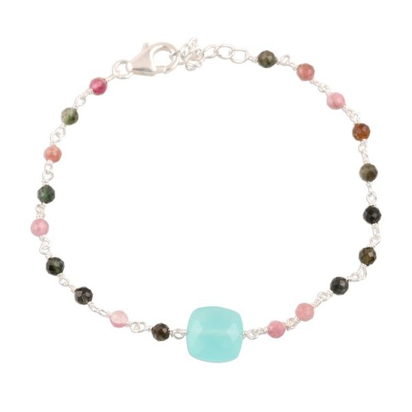 Alternate image for Chalcedony and Tourmaline Pendant Bracelet from India Colorful Combo