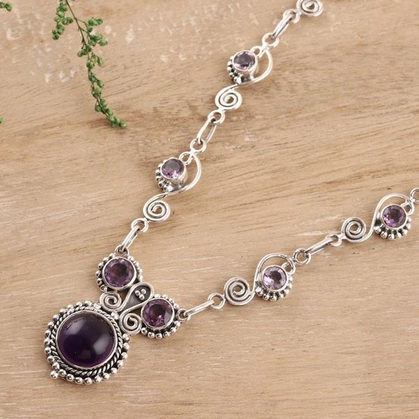 Alternate image for Indian Amethyst and Sterling Silver Necklace Meerut Magic