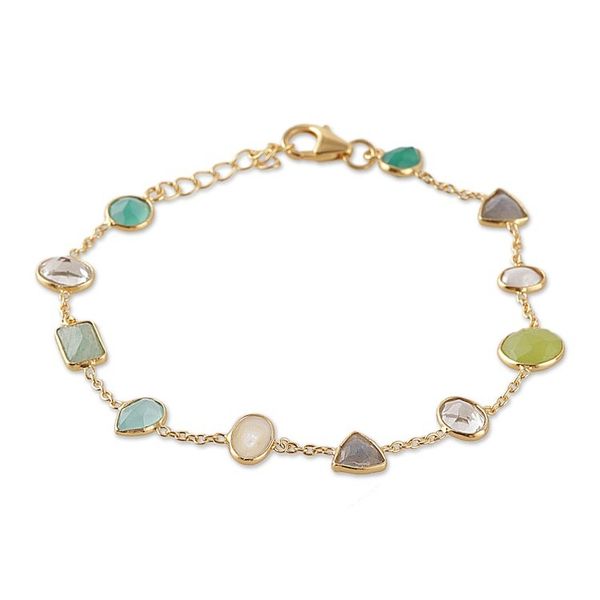 Alternate image for 18k Gold-Plated Ten-Carat Multi-Gemstone Station Bracelet Harmonious Force