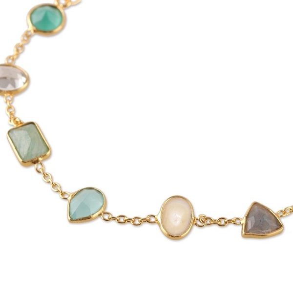 Alternate image for 18k Gold-Plated Ten-Carat Multi-Gemstone Station Bracelet Harmonious Force