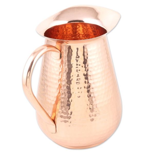 Alternate image for Polished Copper Pitcher with a Hammered Finish from India Traditional Allure