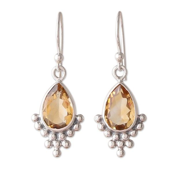 Alternate image for Sterling Silver and Citrine Dangle Earrings Made in India Sublime Dream