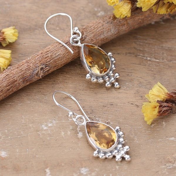 Alternate image for Sterling Silver and Citrine Dangle Earrings Made in India Sublime Dream