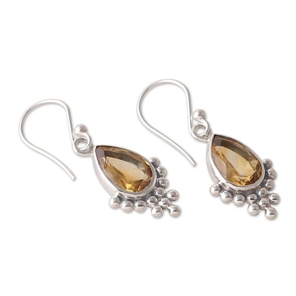Alternate image for Sterling Silver and Citrine Dangle Earrings Made in India Sublime Dream