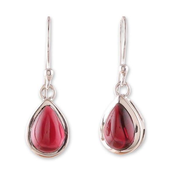 Alternate image for Polished Drop-Shaped Garnet Dangle Earrings from India Radiant Droplets