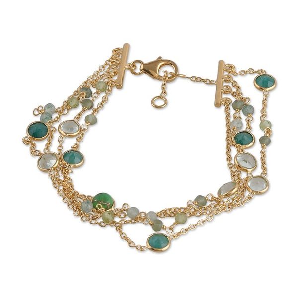 Alternate image for 18k Gold-Plated Multi-Gemstone Strand Bracelet from India Green Symphony
