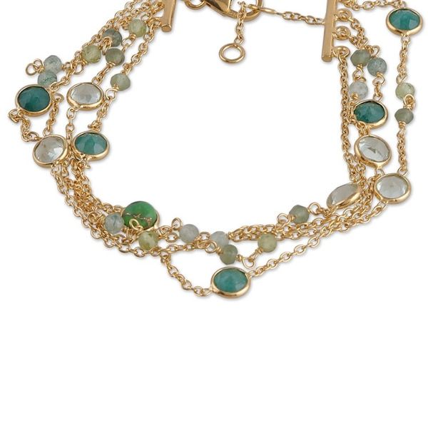 Alternate image for 18k Gold-Plated Multi-Gemstone Strand Bracelet from India Green Symphony