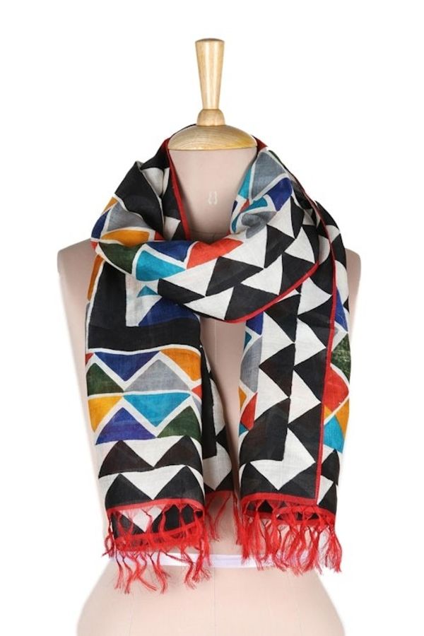 Alternate image for Multicolored Hand Painted Pure Silk Scarf Hill Reflection