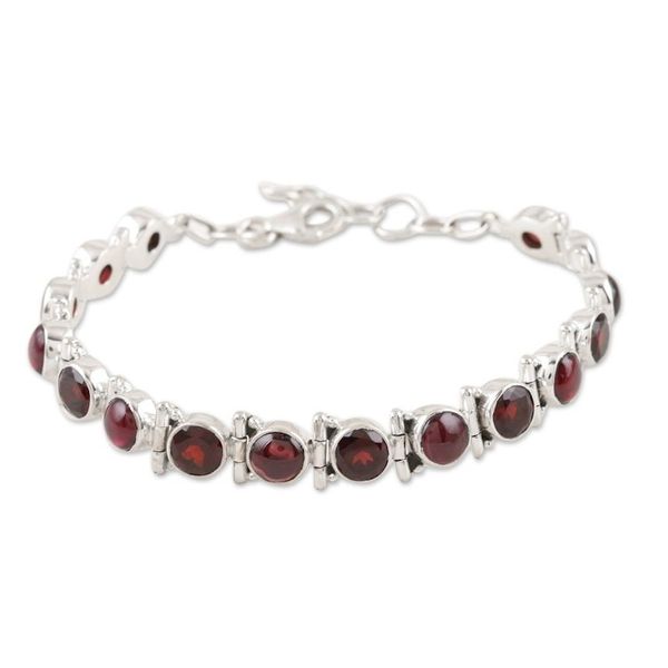 Alternate image for Garnet and Sterling Silver Tennis Bracelet Radiant Crown
