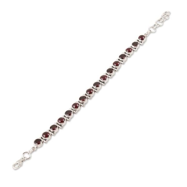 Alternate image for Garnet and Sterling Silver Tennis Bracelet Radiant Crown