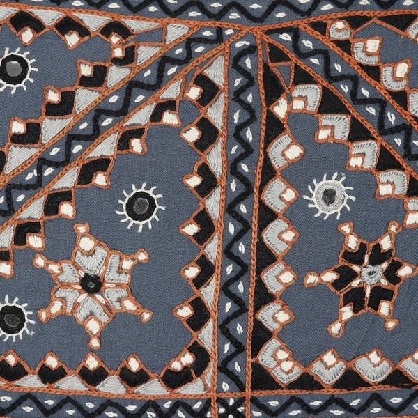 Alternate image for Embroidered Geometric Blue Cotton Cushion Cover from India Azure Constellation